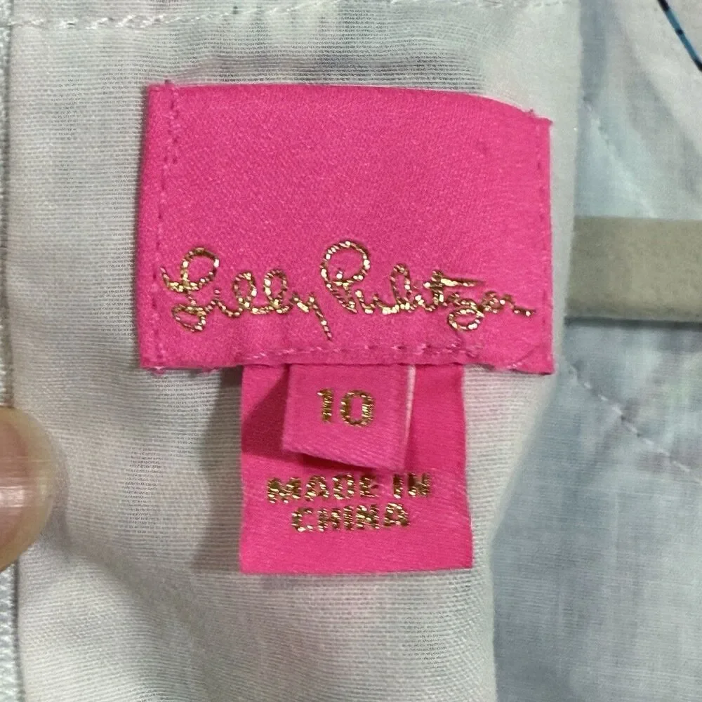 Lilly Pulitzer Barking Up The Palm Tree Seasalt Blue Classic Shift Dress Girl 10 - Picture 3 of 11